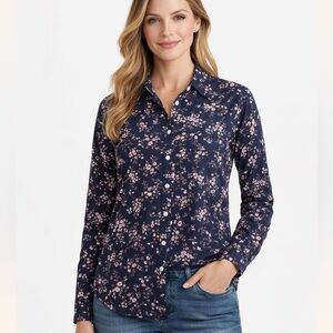 LL Bean wrinkle free floral button down shirt